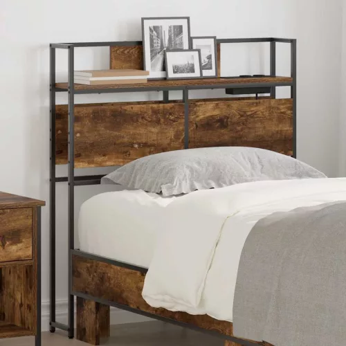 vidaXL Tároló fejtámla polcokkal tárolóval Füstölt tölgy 90 cm Faanyag