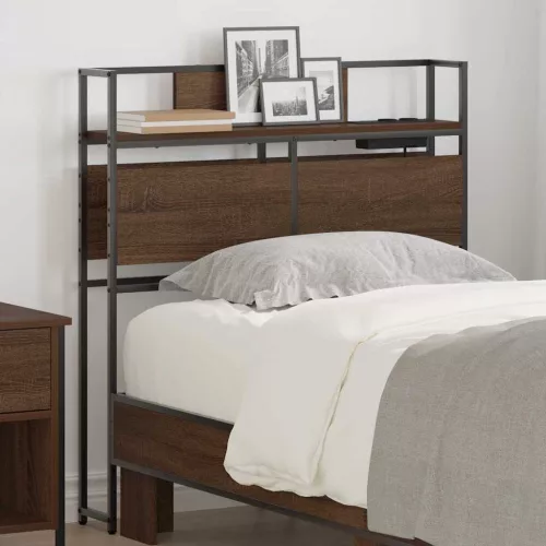 vidaXL Tároló fejtámla polcokkal fejtámlával barna tölgy 90 cm Faanyag