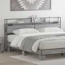   vidaXL Tároló fejtámla polcokkal Szürke sonoma 200 cm Faanyag