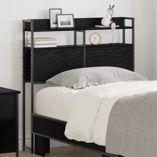 vidaXL Tároló fejtámla polcokkal Fekete tölgy 75 x 15 x 98 cm Faanyag