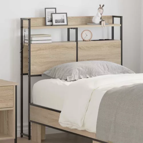 vidaXL Tároló fejtámla polcokkal tárolóval sonoma tölgy 80 cm Faanyag