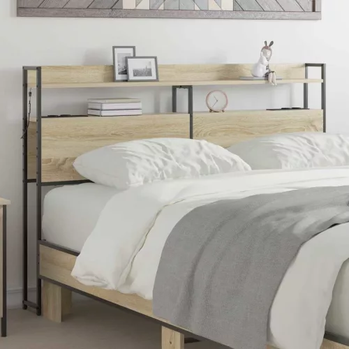 vidaXL Tároló fejtámla polcokkal tárolóval sonoma tölgy 150 cm Faanyag