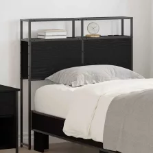   vidaXL Tároló fejtámla polcokkal fejtámlával Musta tammi 80 cm Faanyag