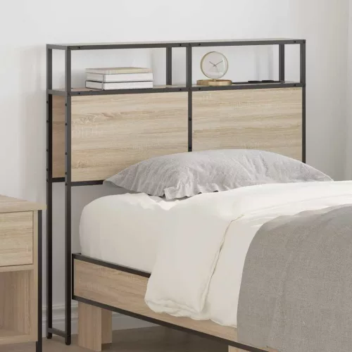 vidaXL Tároló fejtámla polcokkal tárolóval sonoma tölgy 80 cm Faanyag