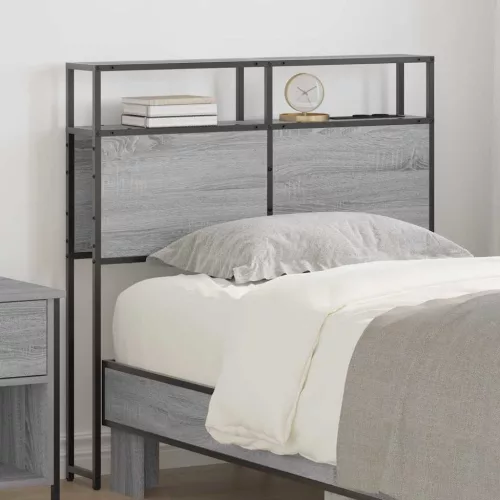 vidaXL Tároló fejtámla polcokkal tárolóval Szürke sonoma 90 cm Faanyag