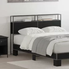   vidaXL Tároló fejtámla polcokkal tárolóval Musta tammi 140 cm Faanyag