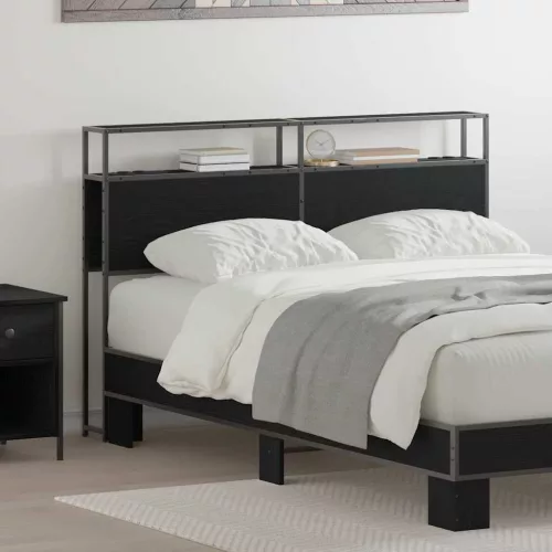 vidaXL Tároló fejtámla polcokkal tárolóval Musta tammi 160 cm Faanyag