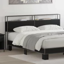   vidaXL Tároló fejtámla polcokkal tárolóval Musta tammi 180 cm Faanyag