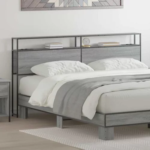 vidaXL Tároló fejtámla polcokkal Szürke sonoma 180 cm Faanyag