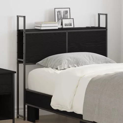 vidaXL Tárolós Fejtámla Töltő Állomással Musta tammi 75 cm Faanyag