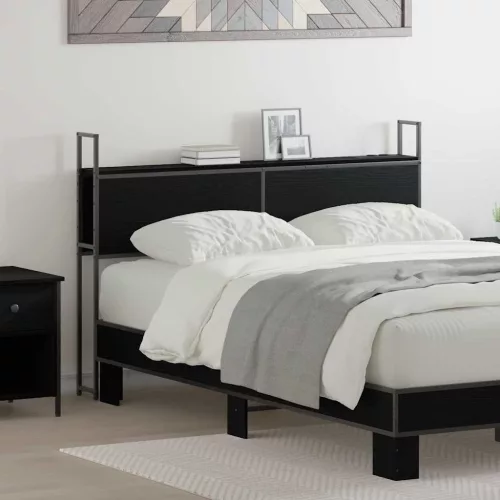 vidaXL Tárolós Fejtámla Töltő Állomással Musta tammi 120 cm Faanyag