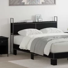   vidaXL Tárolós Fejtámla Töltő Állomással Musta tammi 140 cm Faanyag