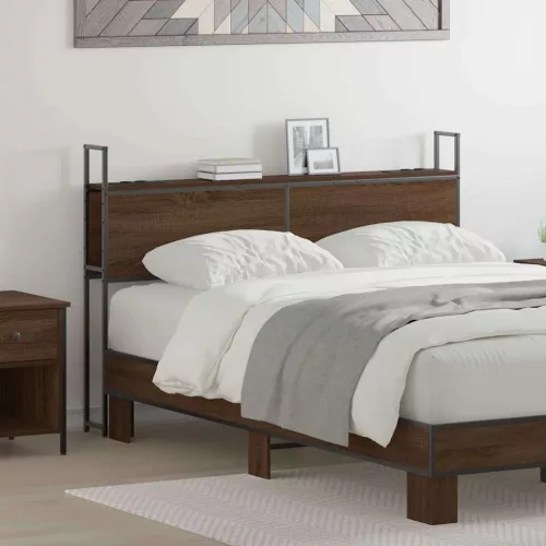 vidaXL Tárolós Fejtámla Töltő Állomással barna tölgy 140 cm Faanyag