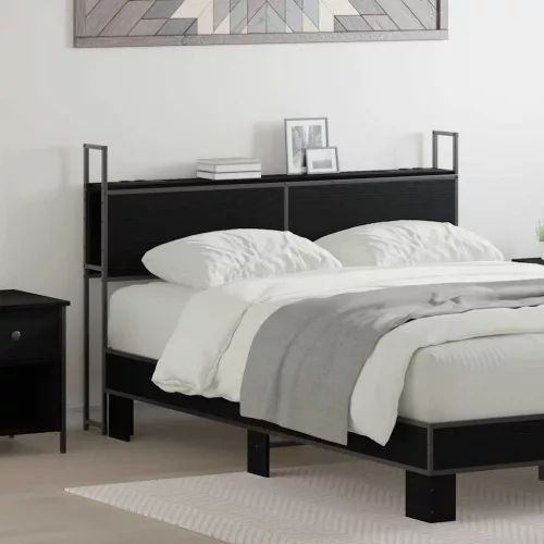 vidaXL Tárolós Fejtámla Töltő Állomással Musta tammi 150 cm Faanyag