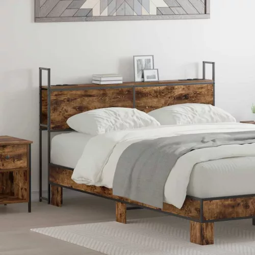 vidaXL Tárolós Fejtámla Töltő Állomással Füstölt tölgy 160 cm Faanyag