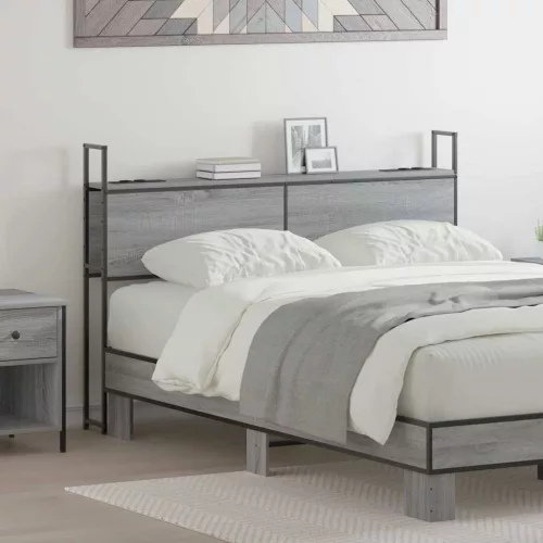 vidaXL Tárolós Fejtámla Töltő Állomással Szürke sonoma 160 cm Faanyag