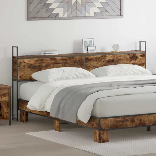 vidaXL Tárolós Fejtámla Töltő Állomással Füstölt tölgy 180 cm Faanyag