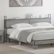   vidaXL Tárolós Fejtámla Töltő Állomással Szürke sonoma 180 cm Faanyag
