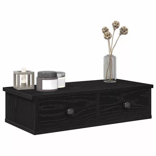 vidaXL Falipolc fiókokkal fekete 60x25x15 cm műszaki fa