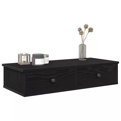 vidaXL Falipolc fiókokkal fekete 80x31x17 cm műszaki fa