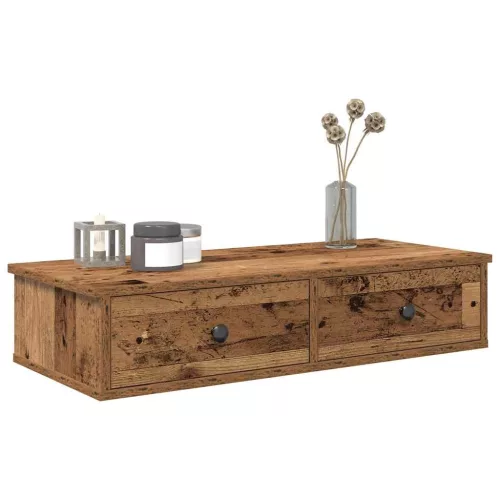 vidaXL Falipolc fiókokkal régi fa 80x31x17 cm műszaki fa