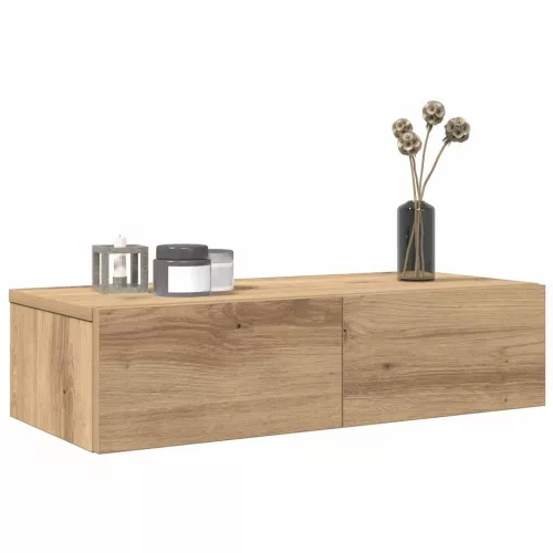 vidaXL Falipolc fiókokkal artisian tölgy 60x26,5x15 cm műszaki fa