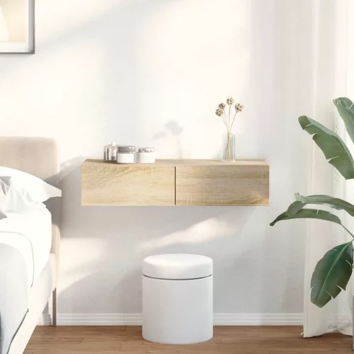 vidaXL Falipolc fiókokkal sonoma tölgy 80x33x17 cm műszaki fa