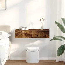   vidaXL Falipolc fiókokkal füstölt tölgy 80x33x17 cm műszaki fa