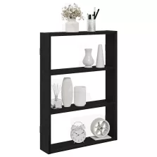 vidaXL fekete szerelt fa fali polc 43 x 9 x 60 cm
