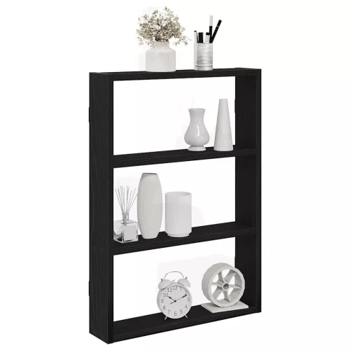 vidaXL fekete szerelt fa fali polc 43 x 9 x 60 cm