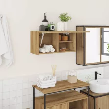   vidaXL kézműves tölgy szerelt fa fali fürdőszobaszekrény 60x25x30 cm