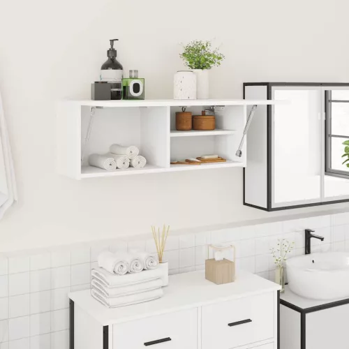 vidaXL fehér szerelt fa fali fürdőszobaszekrény 80x25x30 cm