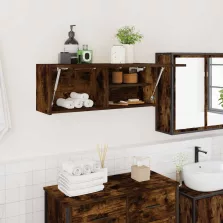   vidaXL füstös tölgyszínű szerelt fa fali fürdőszobaszekrény 80x25x30cm