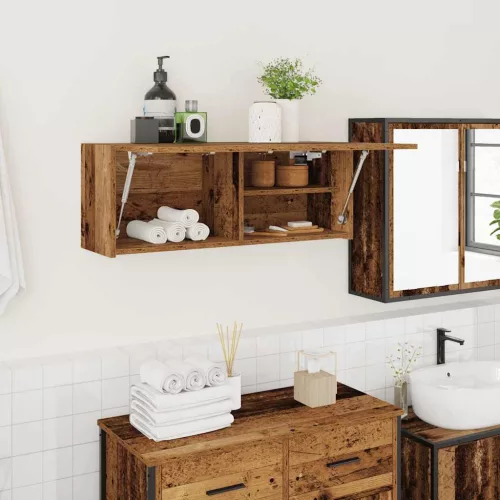 vidaXL antik fa színű szerelt fa fali fürdőszobaszekrény 80x25x30 cm