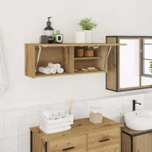   vidaXL kézműves tölgy szerelt fa fali fürdőszobaszekrény 80x25x30 cm