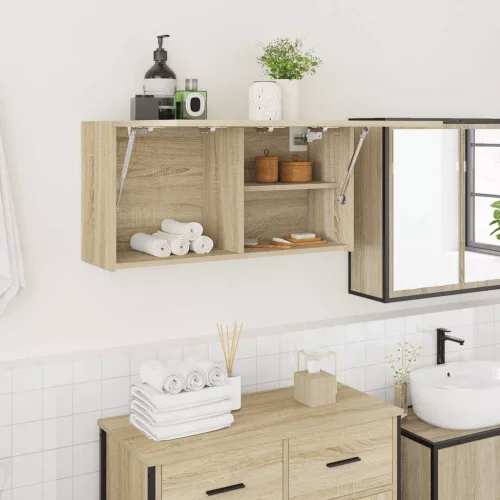 vidaXL sonoma tölgyszínű szerelt fa fali fürdőszobaszekrény 80x25x40cm