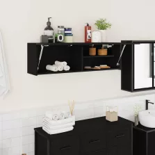   vidaXL fekete szerelt fa fali fürdőszobaszekrény 100x25x30 cm