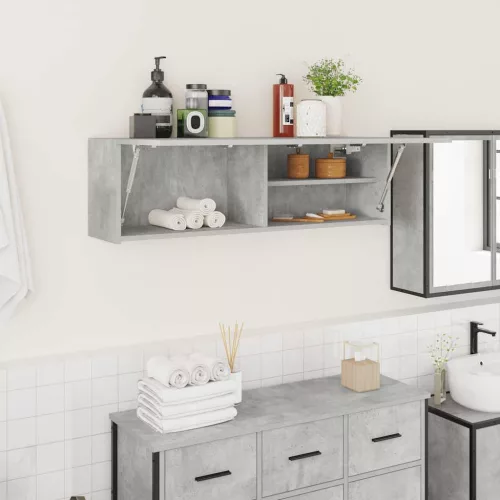 vidaXL betonszürke szerelt fa fali fürdőszobaszekrény 100x25x30 cm