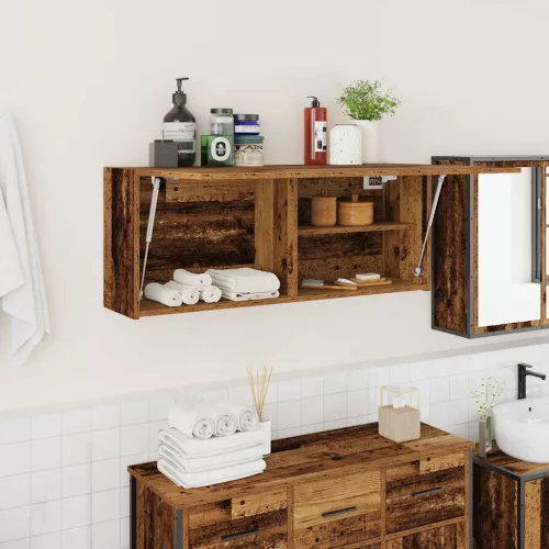 vidaXL antik fa színű szerelt fa fali fürdőszobaszekrény 100x25x40 cm