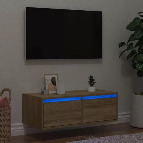 vidaXL TV szekrény LED világítással sonoma tölgyfa 75x35,5x25 cm