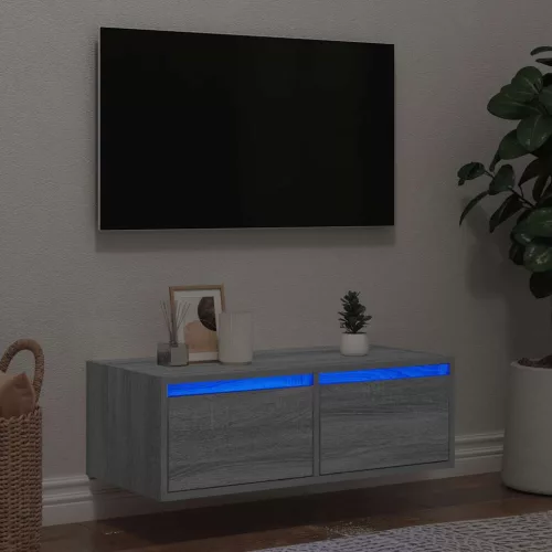 vidaXL TV-szekrény LED-es világítással szürke sonoma 75x35,5x25 cm