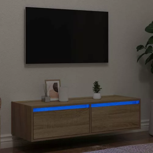 vidaXL TV szekrény LED világítással sonoma tölgy 100X35,5x25 cm