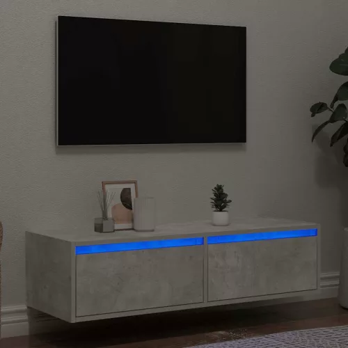 vidaXL TV szekrény LED világítással beton szürke 100X35,5x25 cm