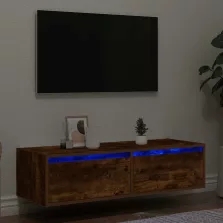   vidaXL TV szekrény LED világítással füstölt tölgy 100X35,5x25 cm