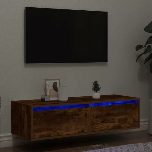 vidaXL TV szekrény LED világítással füstölt tölgy 100X35,5x25 cm