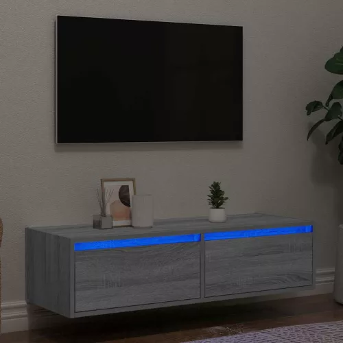 vidaXL TV szekrény LED világítással szürke sonoma 100X35,5x25 cm