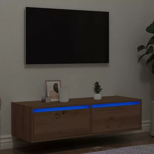 vidaXL kézműves tölgy színű TV-szekrény LED-lámpákkal 100X35,5x25 cm