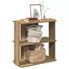   vidaXL 3 szintes kézműves tölgy szerelt fa könyvespolc 60 x 30 x 60 cm