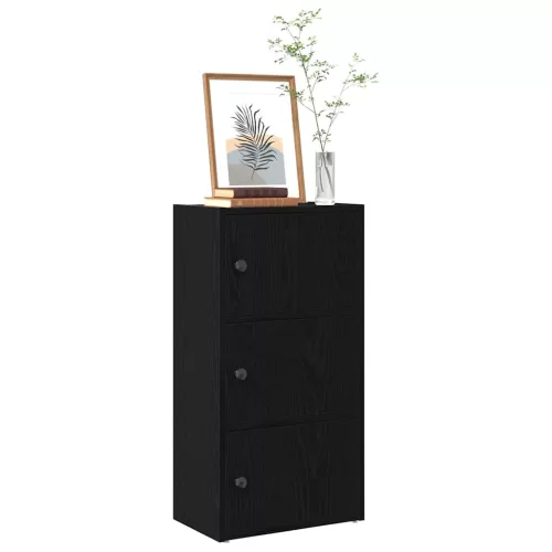 vidaXL Könyvespolc fekete tölgy 40x24x77 cm Gépesített fa