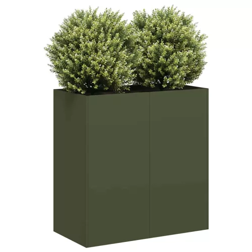 vidaXL Növénytartó olívazöld 80x40x80 cm Hidegen hengerelt acélból